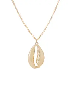 VIRAASI Gold Plated Textured Pendant With Chain