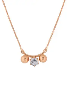 VIRAASI Rose Gold-Plated Stone-Studded Pendant With Chain