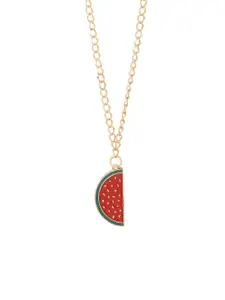 VIRAASI Gold Plated Textured Pendant With Chain