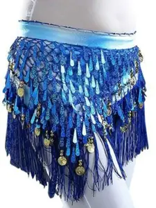 JENNA Women Embroidered Belly Dance Hip Scarf & Waistband & HeadBand  With Top