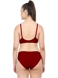 PIBU Pack of 3 Cotton Non Padded Bra & Mid-Rise Briefs