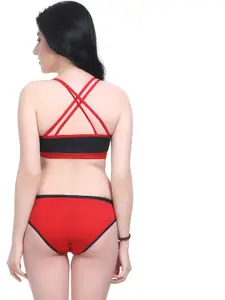 PIBU Pack Of 2 Cotton Bra Panty Lingerie Set