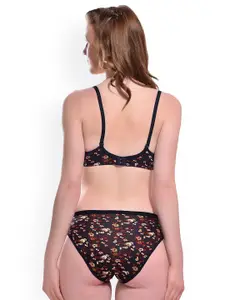 Aamarsh Pack Of 2 Printed Cotton Lightly Padded Bra With Briefs