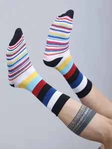 Dollar Socks Men Pack of 3 Striped Cotton Calf-Length Socks