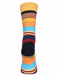 Dollar Socks Men Pack Of 3 Striped Cotton Calf Length Socks