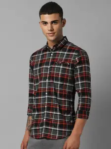 Allen Solly Tartan Checks Cotton Spread Collar Checked Curved Regular Fit Casual Shirt