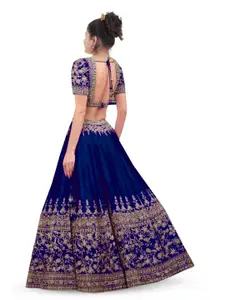 BAESD Girls Embroidered Beads and Stones Semi-Stitched Lehenga & Blouse With Dupatta