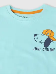 max Boys Round Neck Short Sleeves Cotton Typography Printed Applique T-shirt