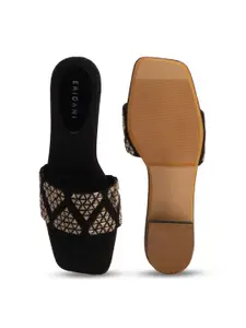 ERIDANI Embellished Open Toe Flats