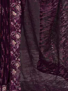 Satrani Purple Sequinned Embroidered Saree