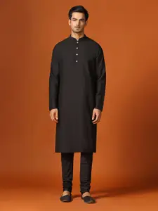 KISAH Regular Kurta With Churidar & Woven Design Nehru Jacket