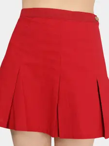 VASTRADO Cotton Pleated Flared Mini Skirt