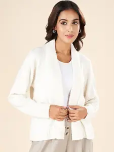 AKKRITI BY PANTALOONS Self Design Open Front Acrylic Shrug