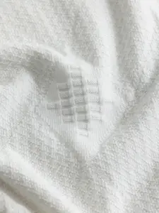 Snitch White Turtle Neck Self Design Cotton Pullover