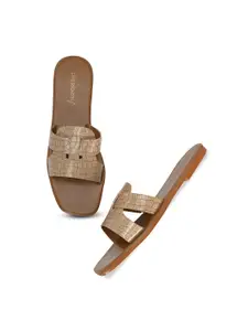 DressBerry Textured Open Toe Flats