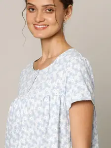 mackly Floral Printed Pure Cotton Nightdress