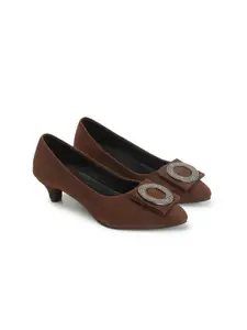 Sole Saga Pointed Toe Embellished Detail Kitten Heeled Pumps