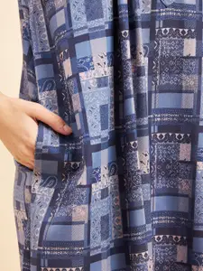 Sweet Dreams Blue Geometric Printed Maxi Nightdress