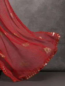 Anouk Ethnic Motifs Mirror Work Pure Georgette Saree