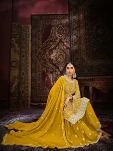 ODETTE Ethnic Motifs Embroidered Semi-Stitched Dress Material