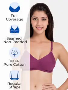 Souminie Pack of 2 Pure Cotton Non Padded Full Coverage Bra