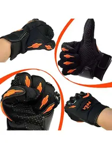 BAESD Men Patterned Leather Breathable Riding Gloves