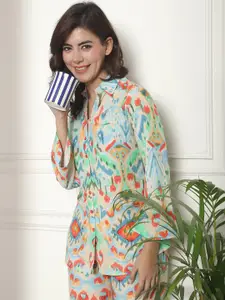 Claura Beige Abstract Printed Night Suit