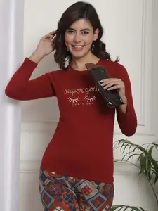 Boston Club Typography Printed Night Suit