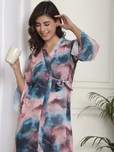 Claura Printed Nightdress With Robe