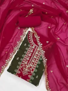 Panzora Floral Embroidered Sequinned Unstitched Dress Material