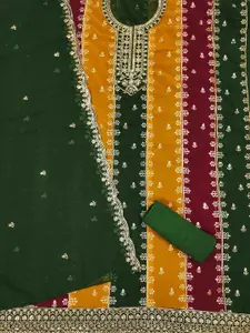 Panzora Ethnic Motifs Embroidered Sequinned Unstitched Dress Material