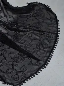 Mitera Black Floral Embellished Sequinned Pure Georgette Designer Saree