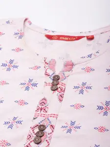 Marcia Ethnic Motifs Printed Round Neck Pure Cotton Straight Kurta