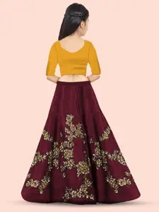 BAESD Girls Embroidered Thread Work Semi-Stitched Lehenga & Unstitched Blouse With Dupatta