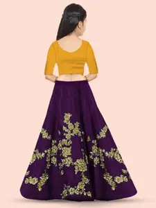 BAESD Girls Embroidered Thread Work Semi-Stitched Lehenga With Unstitched Blouse & Dupatta