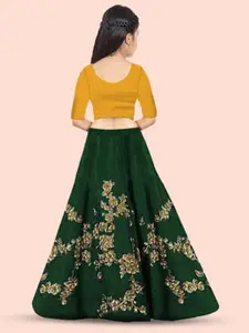 BAESD Girls Embroidered Thread Work Semi-Stitched Lehenga & Unstitched Blouse With Dupatta