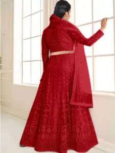 BAESD Girls Embroidered Semi-Stitched Lehenga & Unstitched Blouse With Dupatta