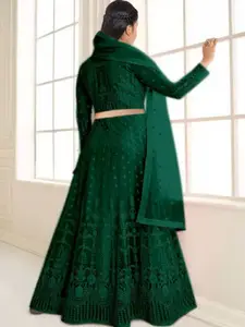 BAESD Girls Embroidered Semi-Stitched Lehenga & Unstitched Blouse With Dupatta