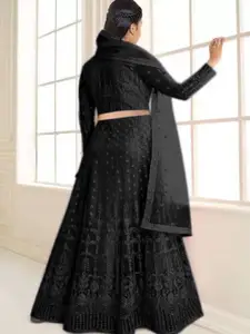 BAESD Girls Embroidered Semi-Stitched Lehenga & Unstitched Blouse With Dupatta