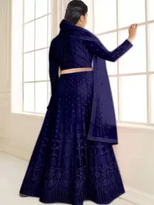 BAESD Girls Embroidered Thread Work Semi-Stitched Lehenga & Unstitched Blouse With Dupatta