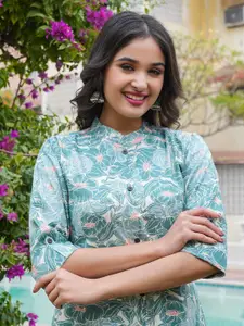 Vbuyz Floral Printed Mandarin Collar Kurta