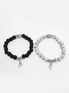 NVR Unisex Set Of 2 Beaded Elasticated Bracelets