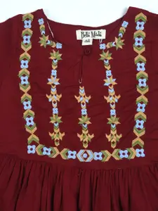 Bella Moda Embroidered Cotton Flared Opaque Fit & Flare Dress