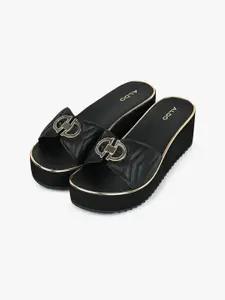 ALDO Women Textured Embellished Wedge Sandals
