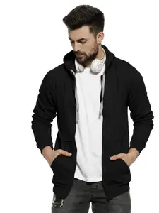 BAESD Front-Open Hooded Kangaroo Pocket Ribbed Cotton Casual Sweatshirt