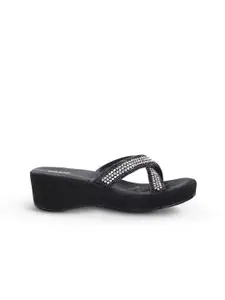 Mochi Embellished Open Toe Wedge Heels