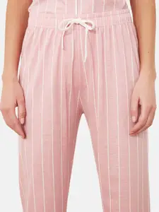 Trendyol Striped Lapel Collar Night Suit