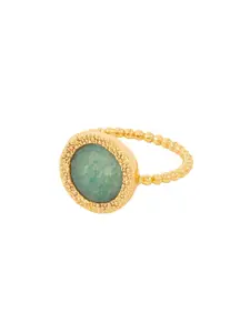Accessorize Accessories 14K Gold Plated Z Green Aventurine Bobble Ring