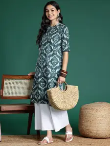 Sangria Ethnic Motifs Printed Pure Cotton Kurta