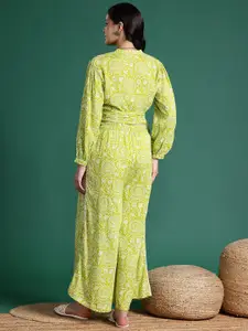 Sangria Printed Top with Palazzos